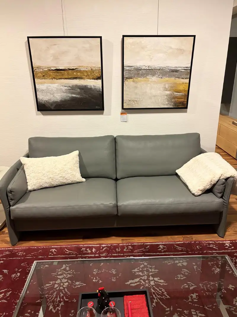 Erpo-Classic-Garnitur, Dickleder, grau, 2-Sitzer-Sofa
